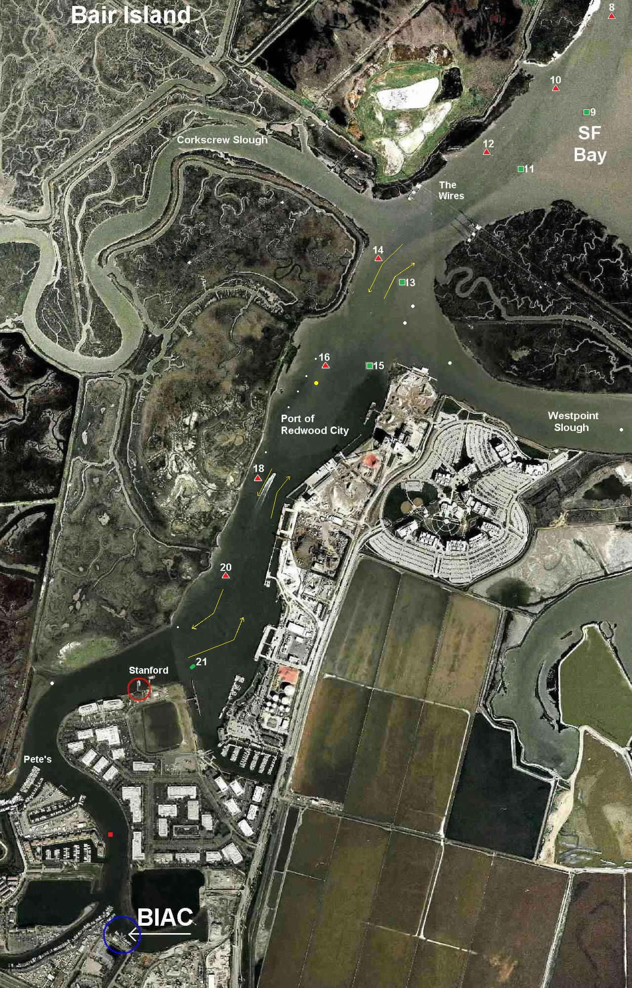 Satellite image of waterways at BIAC